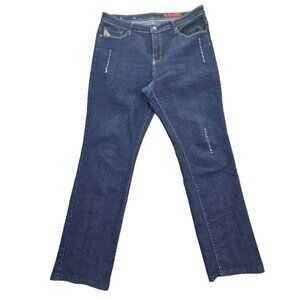 Vigoss Jeans Women's Size 15/16 (W34 L30) Dark Blue Wash Butterfly Embroidery